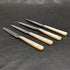 1925 British Vintage White Pearl Shell Handle Sterling Silver Blade Dessert Cutlery 4x2 Set